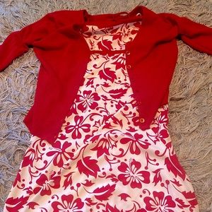 Red & White Mini Dress + Red Sweater Coverup